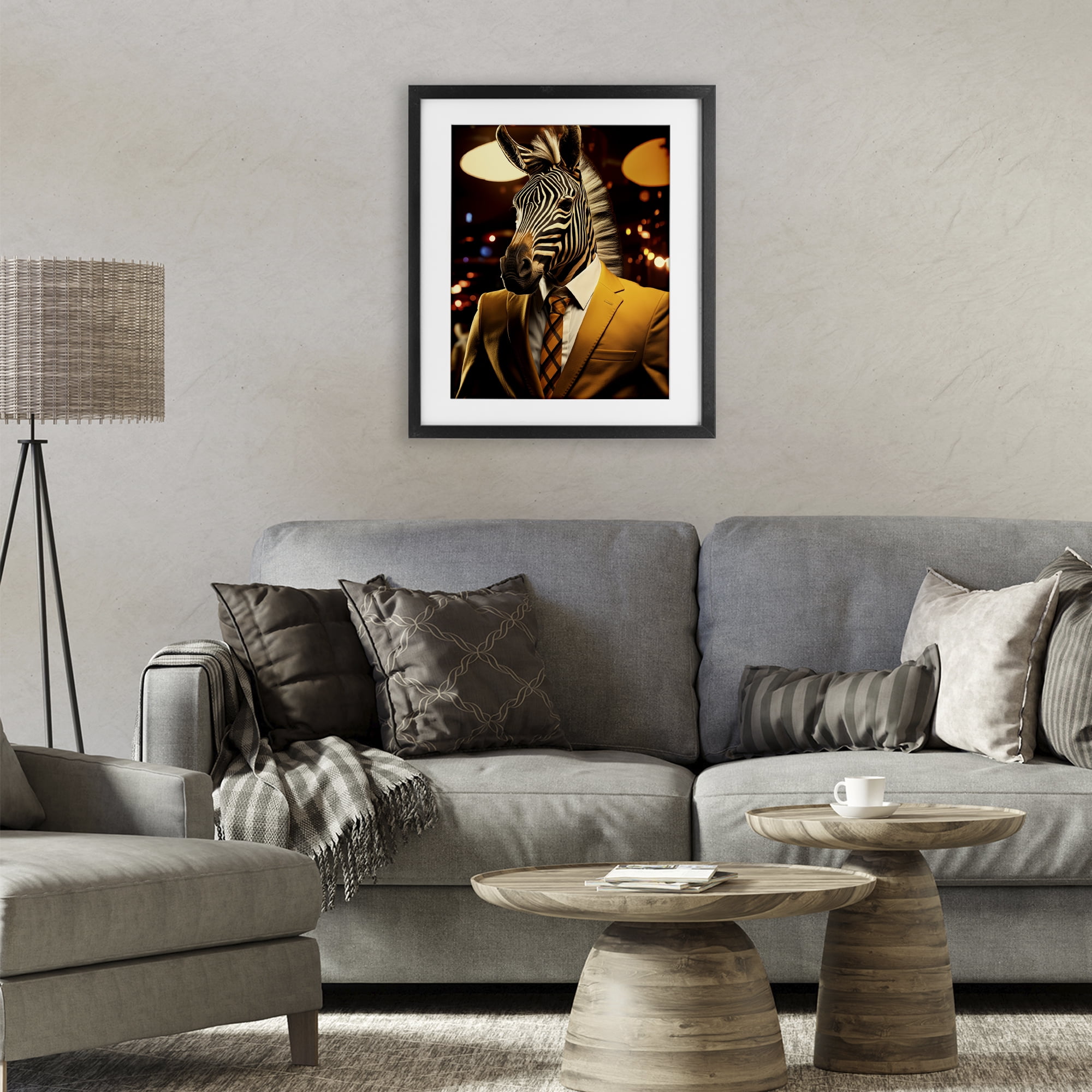 Stupell Industries Trendy Debonair Zebra Black Framed Print Under Glass, design by Ray Powers