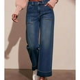 thumbnail image 4 of Roncen Womens High Waist Wide Leg Jeans Trendy Cropped Denim Pants Solid Ankle Length Stretchy Jeans with Pockets, 4 of 4