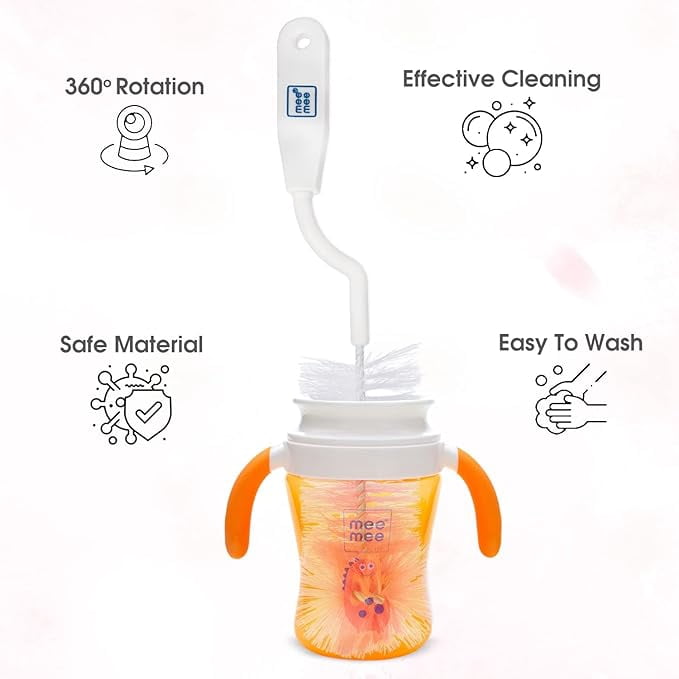 Mee Mee 360° Movable Nylon Bristle Baby Feeding Bottle & Nipple Cleaning Brush