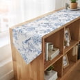 thumbnail image 4 of Blue White Flowers Table Runner Linen Burlap Table Runner 120 Inches Long Spring Summer Floral Botanical Dresser Scarves for Kitchen Island Coffee Dining Party Wedding Banquet Holiday Decor 13"x120", 4 of 8