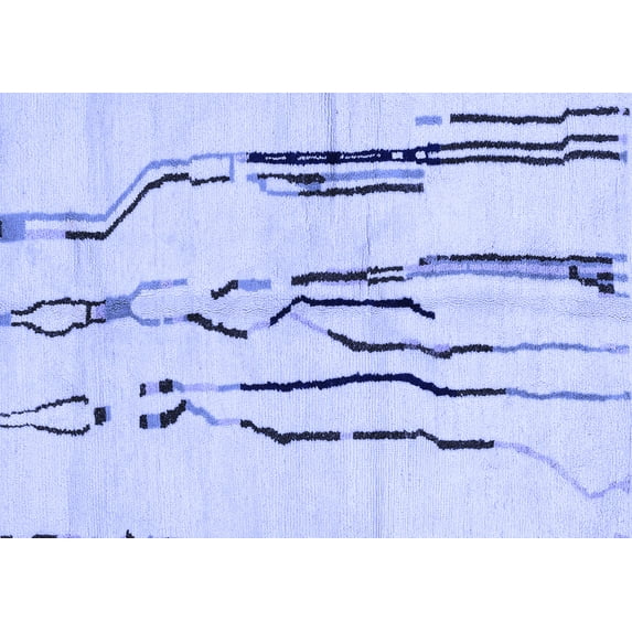 Ahgly Company Machine Washable Indoor Rectangle Solid Blue Modern Area Rugs, 2' x 5'