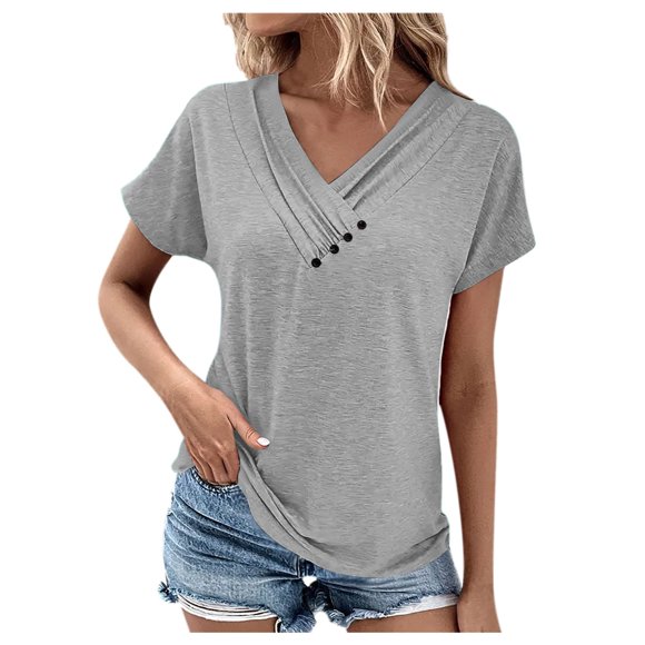 YDLCAFD Button Down Shirts for Women White Women's Shirts Dresses Casual Sexy Trendy Western O Neck T Shirts Spring Fashion Clothing Summer Tops