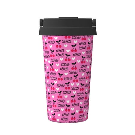 

Fuzoiu cherry Print Stainless Steel Travel Mug Vacuum Insulated Coffee Travel Mug Reusable Coffee Cup for Hot and Cold