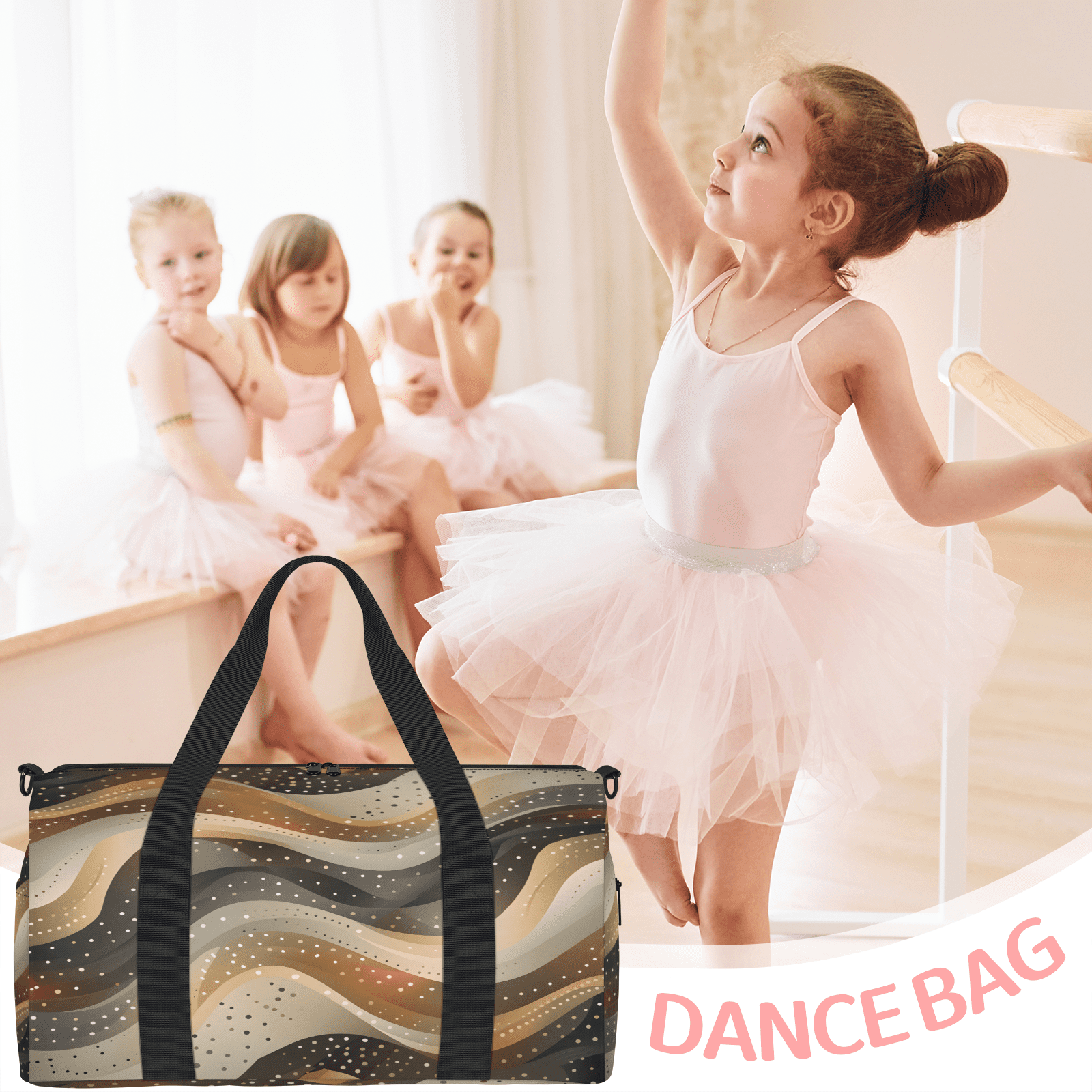 Herdesigns Gold Travel Duffle Bag Sports Yoga Weekender Overnight Carry on Workout Bags Lightweight Waterproof Gym Tote Bag for Women Geometric Textured
