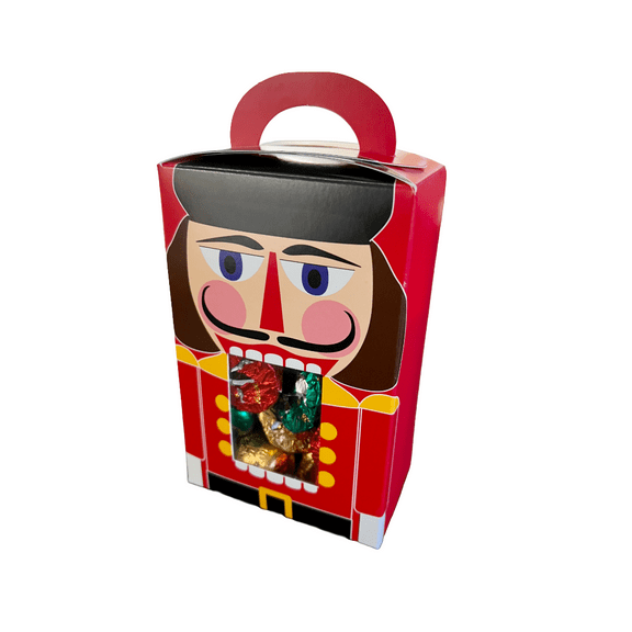 MADE IN USA - 25 Boxes - Fillable (empty) 1/2 lb. Nutcracker candy boxes with Handle 3-1/2" x 2-1/16" x 5-3/8" Food Safe