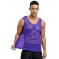 thumbnail image 2 of Xnihocha Mens Sports Scrimmage Training Vest Hollow Out Mesh Football Soccer Jersey Mesh Tank Tops Purple L, 2 of 7
