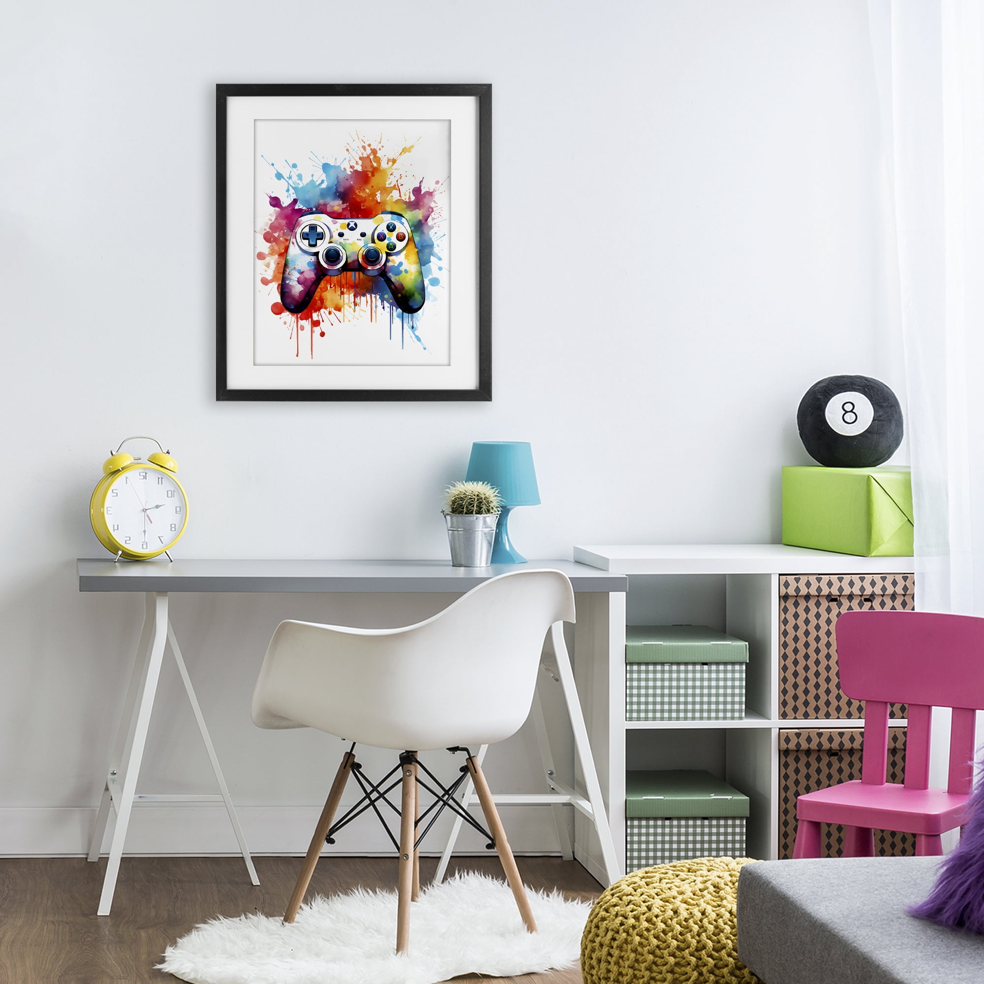 Stupell Industries Color Burst Game Controller Black Framed Print Under Glass, design by Creative Studio