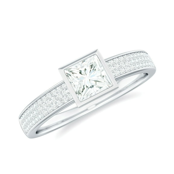 Rosec Jewels Lab Grown Diamond Engagement Ring 1 Ct - 5 mm Princess Cut Ring - EF-VS Grade, 925 Sterling Silver, US 4.00