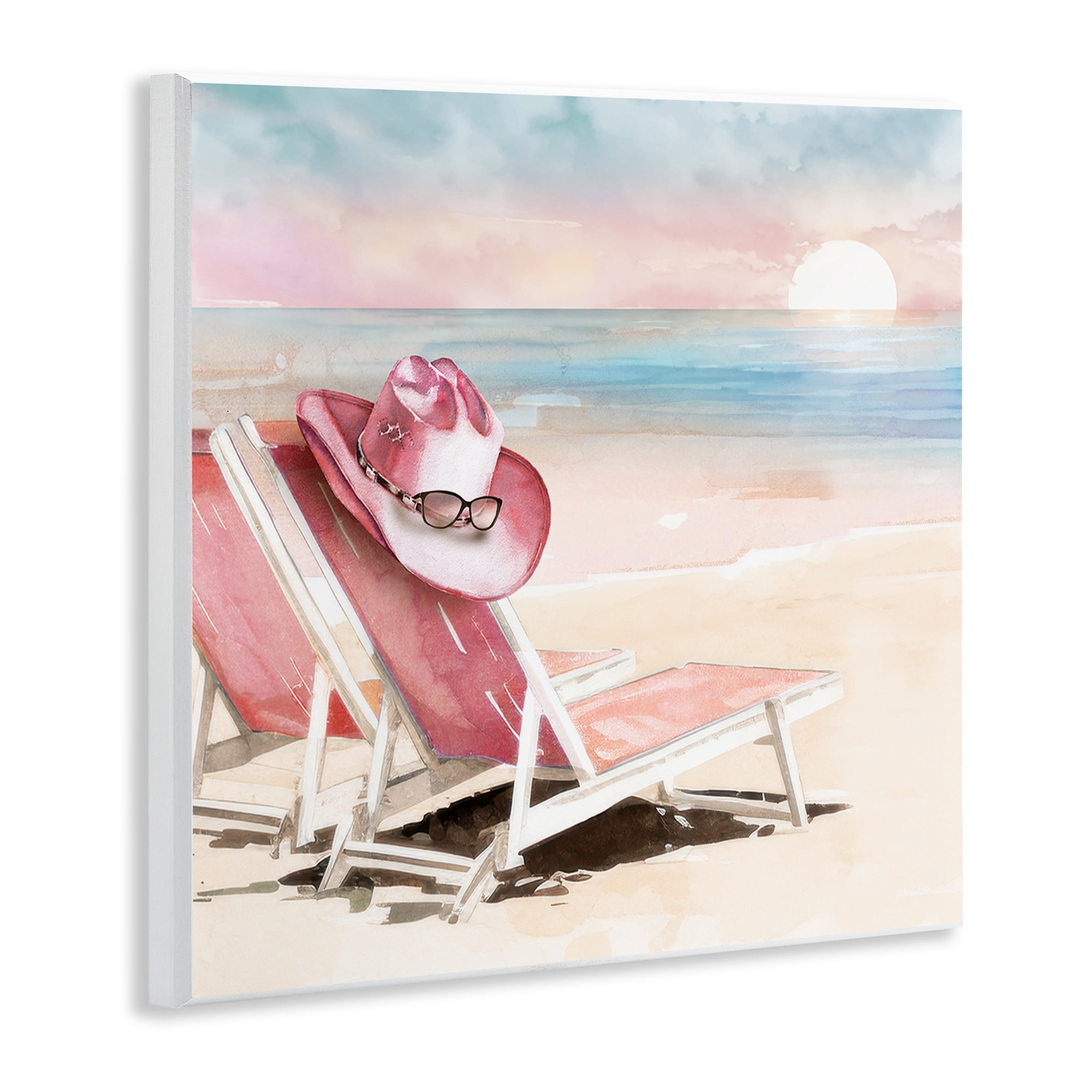 Stupell Industries Blush Pink Beach Chairs Wall Plaque Art, design by Paul Mathenia
