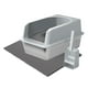 thumbnail image 3 of Caja de arena para gatos con parte abierta, orinal, viaje, resistente y grande, bandeja de arena para mascotas pequeñas, conejos, gatos gris claro, 3 of 9