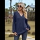 thumbnail image 4 of Camisetas de Larga para Mujer, Blusa con Escote en V Profundo, Elegantes e Informales, Moda 2025, Holgadas y Suaves, para Otoño e Invierno Azul Oscuro M, 4 of 10
