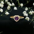 thumbnail image 6 of Rosec Jewels Natural Amethyst Heart Engagement Ring with Halo - Amethyst Diamond Ring - AAA Quality - with Jewelry Box, 14K Yellow Gold, US 9.00, 6 of 9