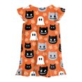 thumbnail image 6 of NIEWTR Toddler Baby Girl Halloween Dress Outfit Little Baby Girl Summer Fall Gingham Palid Dress Cute Pumpkin Embroidery Lace Flying Sleeve A-Line Dress, 6 of 7