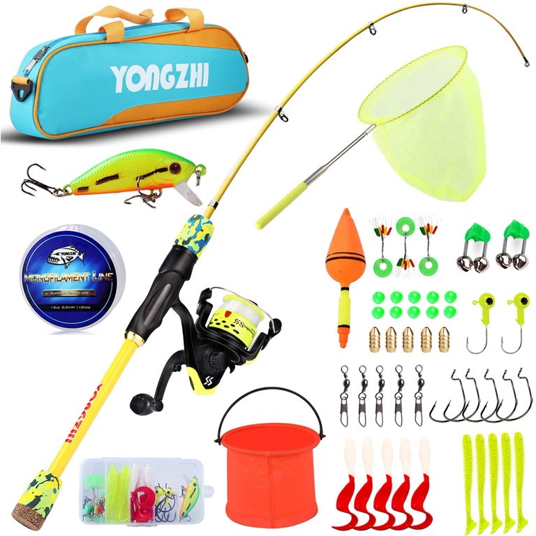 Sougayilang Fishing Rod and Reel Combo Spinning Fishing Rod and Spinning  Reel Fishing Line Lure Hook Full Set Gift for Boys Girl