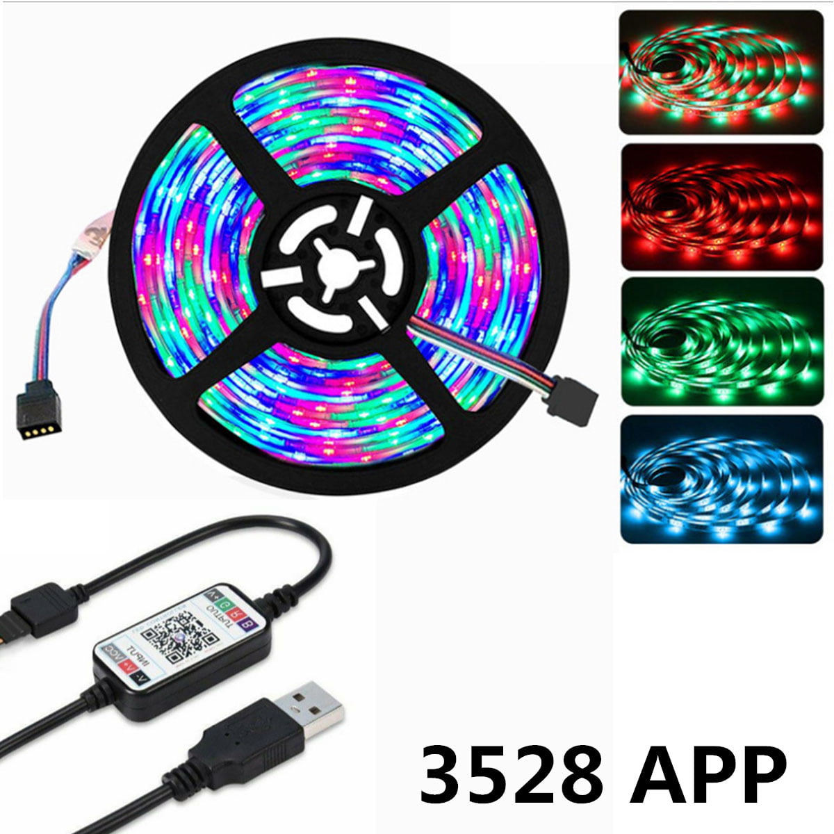 Details about   3528/5050 RGB LED flexible strip kit+Bluetooth/music/remote control+power supply 