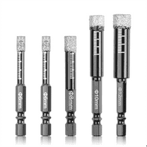 5PCS Dry Diamond Core Drill Bit Set for Tile,Glass,Size 6/8/10/12 mm