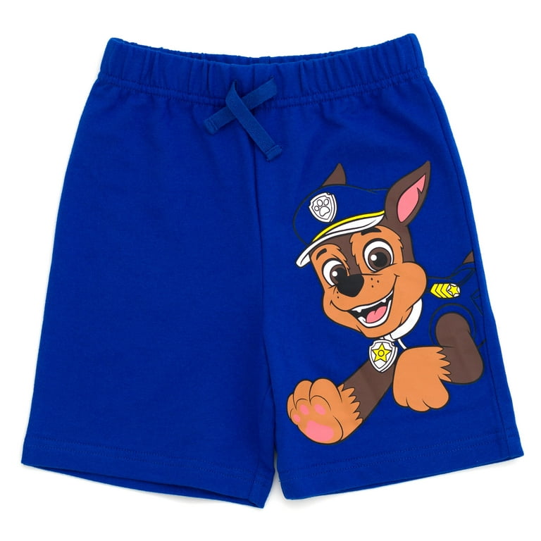 Paw Patrol Chase Little Boy Girl Kids Cosplay T-Shirt and Bike Shorts French Terry Outfit Set 7-8