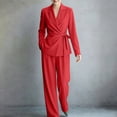 thumbnail image 4 of Women's 2 Piece Outfits Matching Lounge Sets Wrap Tops and Pants Fall Business Suit Set Dressy Pantsuits Women's Casual Business Office Suit, 4 of 8