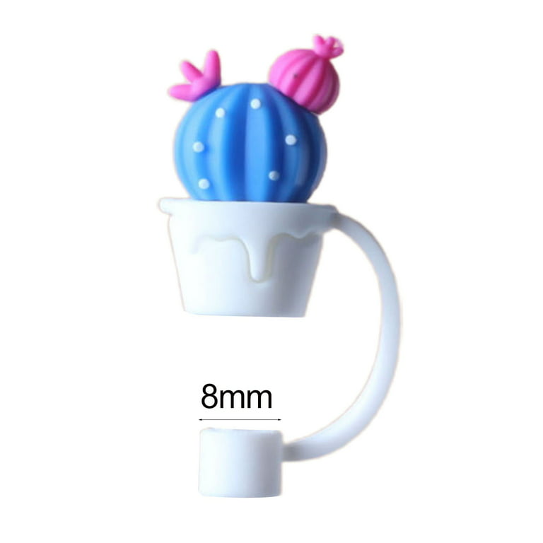 VEAREAR 4Pcs Straw Cover 8mm Cute Cactus Food Grade Portable Reusable  Dust-proof Plastic Glass Straw Tip Plug Topper Kitchen Supplies