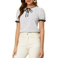 thumbnail image 5 of MODA NOVA Junior's Spring Summer Tie V Neck Short Sleeve Floral Blouse, 5 of 5
