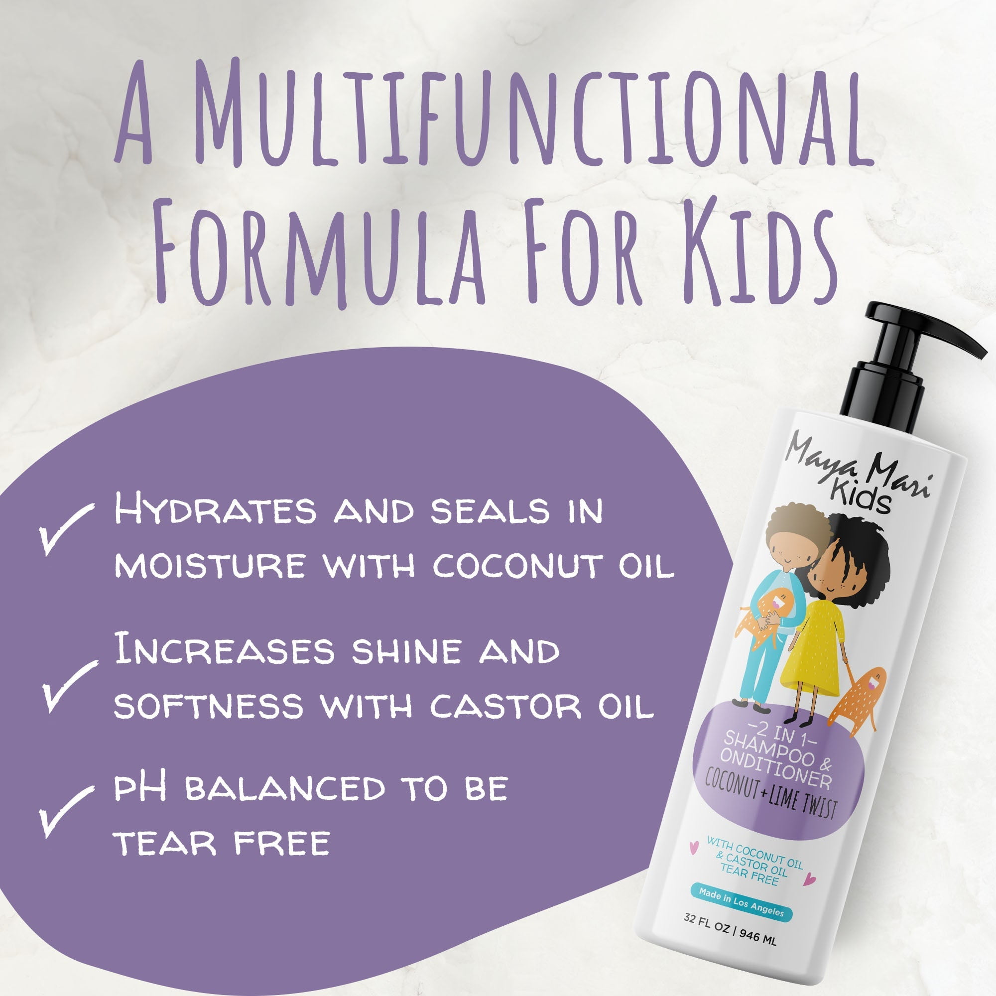 Maya Mari Kids - Curly Hair Kids Ultimate Curls 2-Piece Set - 2-in-1 Shampoo and Conditioner and Leave-In Conditioner by Los Angeles Brands
