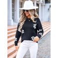 thumbnail image 6 of Womens Cute Flower Sweater Oversized Crewneck Knit Pullover Top Ribbed Knit Winter Outfits Jumper Tops, 6 of 8