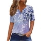 thumbnail image 2 of Fiudx Liquidación de Ahorros de Verano Blusa de Manga Corta Estampada a La Moda para Mujer, Blusas Informales con Cuello En V, 2 of 5