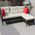 thumbnail image 2 of Rhomtree 2-Piece L-Shaped Outdoor Wicker Sectional Sofa Set with Seat & Back Cushions, White, 2 of 9