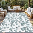 thumbnail image 2 of Teal Blue Green Outdoor Rug 6x9 Ft - Reversible Patio Rug Outdoor Camping Rugs, Vintage Farmhouse Boho Flower Leaf Washable Indoor Outdoor Area Rugs, Non-Slip Outdoor Carpet Runner for Deck/Porch, 2 of 8