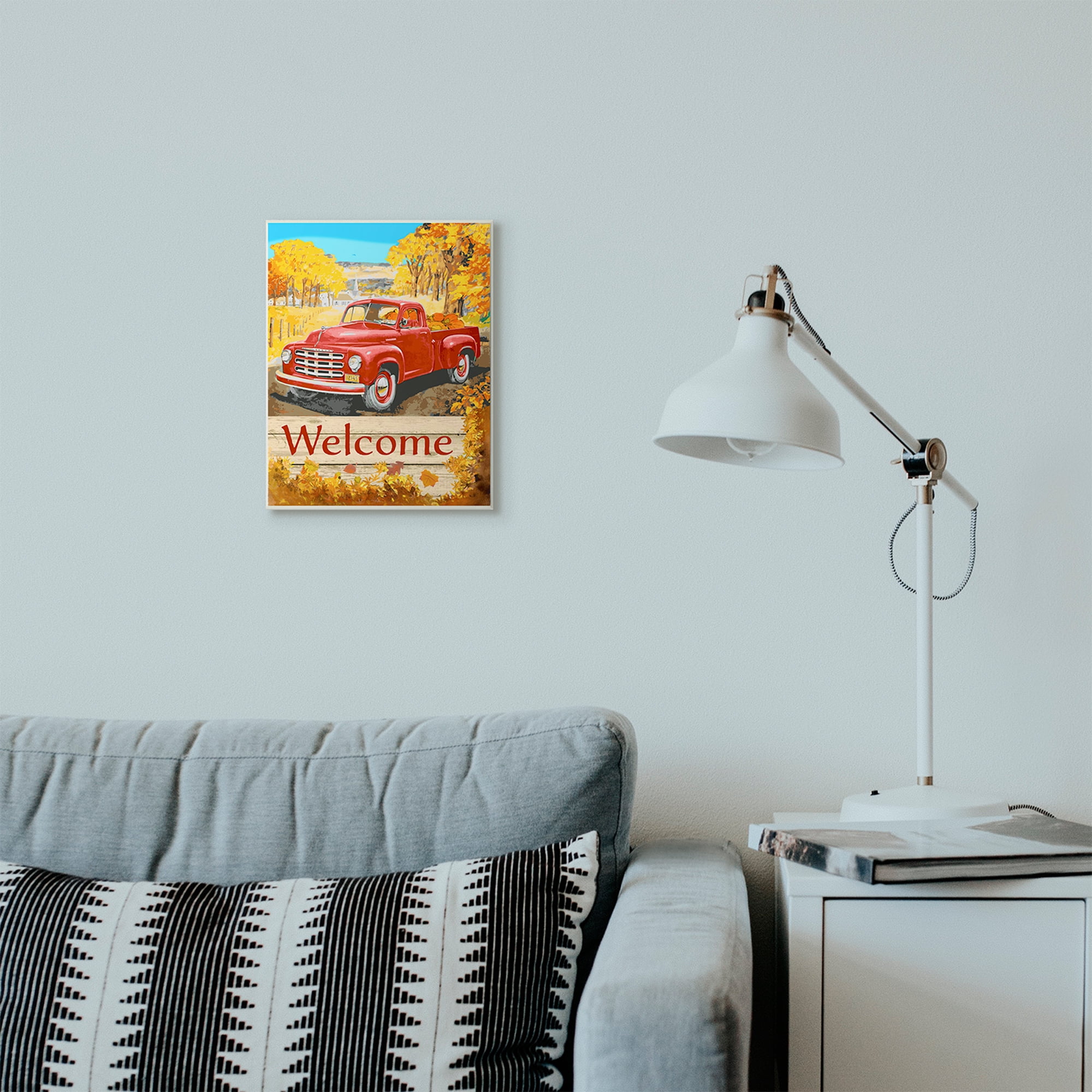 Stupell Industries Welcome Red Truck Fall Autumn Landscape Design Wall Plaque by The Saturday Evening Post