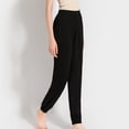 thumbnail image 5 of Defitshape Women's Pajama Pant Lightweight Soft Pj Bottom Stretch Elastic Waist Cinch Bottom Sleep Pant Solid Pockets Ankle Length Black One Size, 5 of 5