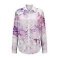 thumbnail image 5 of KALE V Neck Long Sleeve Shirts for Women Floral Print Button Down Shirt Lightweight Blouse Summer Casual Tops Business Casual Tops Purple, 5 of 5