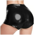 thumbnail image 4 of HXWCHs Ladies Shiny Leather Shorts Metallic Rave Party Clubbing High Waist Shorts Black M, 4 of 5
