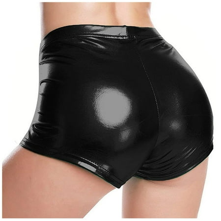 

Cathalem Lace Panties with Opening Panty Leather Short Rave Glossy Trousers Women s High Dance Lingerie for plus Size Women Underwear Black Large