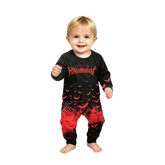 Family Matching Halloween PJs Set, Soft Patterned Long Sleeve Sleepwear Loungewear Outfits for Cozy Family Pajama Party