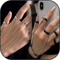 thumbnail image 1 of Hand Chain Ring Bracelet Hand Chain Punk Bracelet Hand Chain Bracelet Gothic Chain Butterfly Bracelet Gold Chain Bracelet Hand Jewelry For Women[J6444], 1 of 5