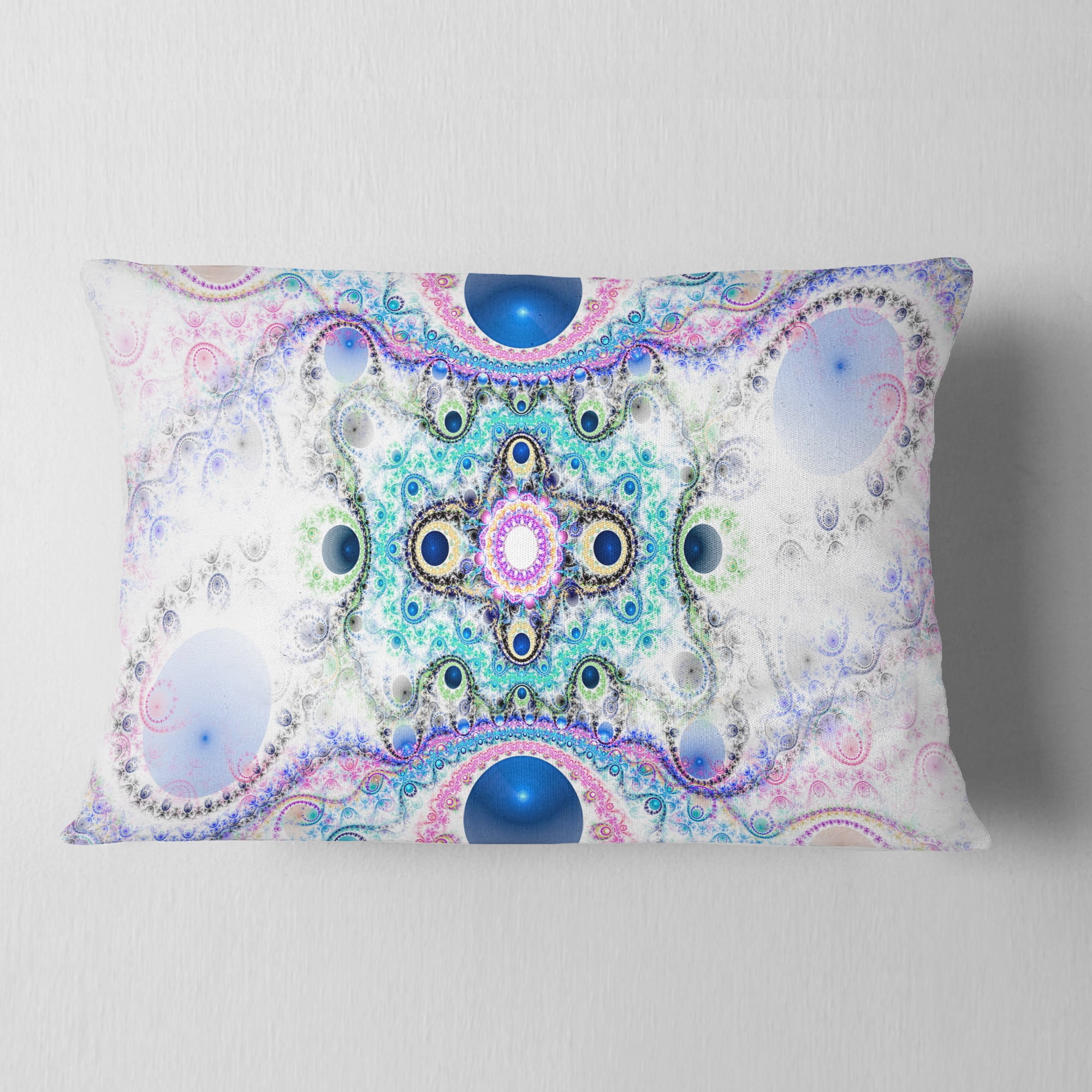 Designart Cryptical Blue Fractal Pattern - Abstract Throw Pillow - 12x20