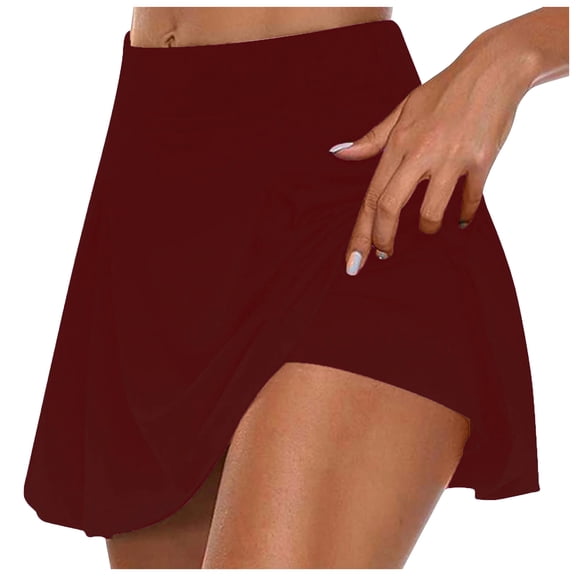 vigerkar Womens Summer Active Skirt for Sports Running Gym Training Plus Size Athletic Tennis Skorts Golf Skirts (Wine, 5XL)