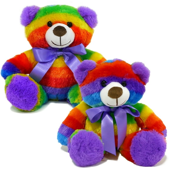 The Noodley Rainbow Teddy Bear Stuffed Animal Plush Toys 12 inch, 2 Pack