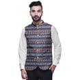 thumbnail image 1 of Atasi Light Peach Patchwork Casual Jacket for Men Printed Nehru Jacket Mens Wedding Indian Waistcoat Mandarin Blazer-Small, 1 of 6