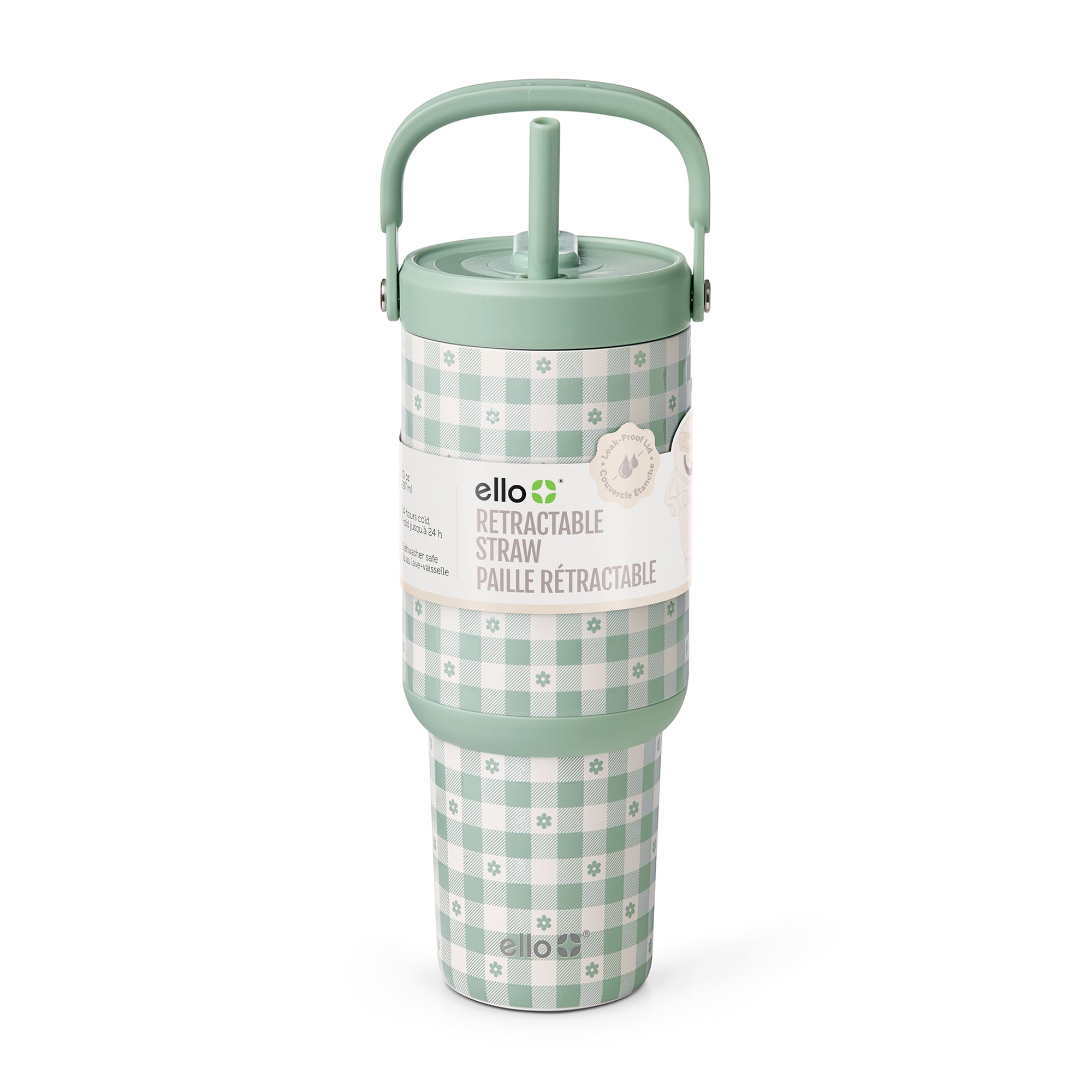 Ello Oasis Go 30oz Stainless Steel Tumbler - Plaid Petals