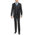 thumbnail image 3 of LN LUCIANO NATAZZI Men's Two Button Bird's Eye 3 Piece Modern Fit Vested Suit Charcoal, 3 of 5