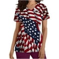 thumbnail image 2 of Huge Memorial Day Savings! Titcea Women Nursing Scrub Tops Independence Day Patriotic Printed Working Uniform Short Sleeve V Neck Workwear Blouse T-shirt with Pockets, Gifts for Mom/Her, 2 of 5