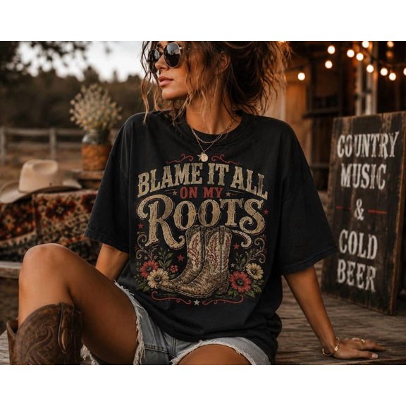 Blame It All On My Roots Tee, Country Concert Shirt