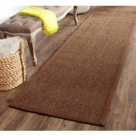 SAFAVIEH Natural Fiber Juniper Border Sisal Runner Rug, Brown, 2'6" x 16'