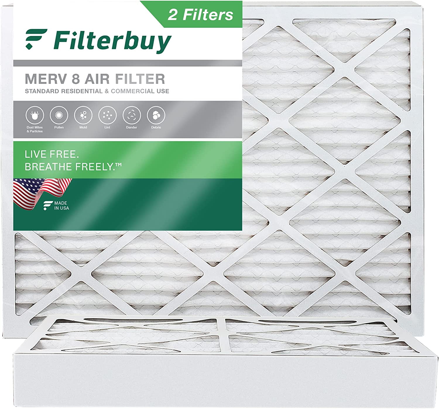 MERV 8 FilterBuy 16x25x5 AC Furnace Air Filters Grille Honeywell Compatible 