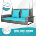 thumbnail image 6 of Patiojoy Outdoor Porch Swing Bench, Patio Wicker Hanging Swing with Rustproof Chains & Comfortable Cushions Turquoise, 6 of 10