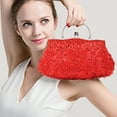 thumbnail image 4 of Bolso de mano con diseño floral de lentejuelas y cuentas, bolso de mano rojo, 4 of 5