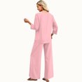 thumbnail image 6 of 2 Piece Sets for Women 3/4 Length Sleeve Lounge Sets Summer Beach Vacation Travel Outfits Tops and Wide Leg Pants Sets Pink XL, 6 of 6