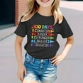 thumbnail image 2 of 100 Days Of School T Shirt Girls Letter Print Cotton Short Sleeve Round Neck Summer Tops T-Shirt Boys & Girls Shirts 3-4 Years, 2 of 4